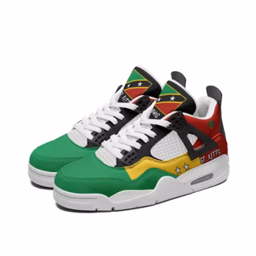 St Kitts and Nevis Flag Shoes, Kittitian Nevisian High Top Sneakers for Men and Women, SKN Kicks, Caribbean Island Pride Gift, Custom Shoes