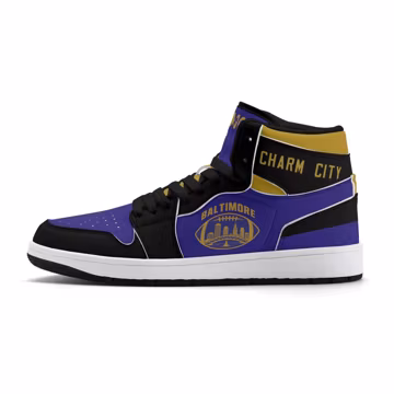 Baltimore Football Team Shoes for Men & Women Team Themed Basketball Shoes Custom Raven Football Sneakers Baltimore Sneakers Baltimore Gifts