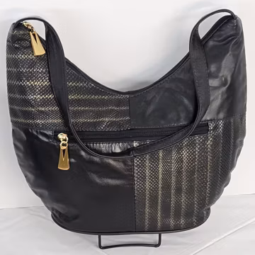 Black with Two-Tone print Leather handbag#Tr8004bk/Tt/p for women!Made In USA!