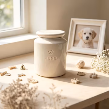 Ceramic Pet Memorial Urn | Personalized Handmade Dog & Cat Ashes Jar