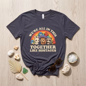 We're All In This Together Like Hostages T Shirt Comfort Colors Funny Meme Shirt Gift Sarcastic Humor Funny Introvert Shirt Dark Humor Tee