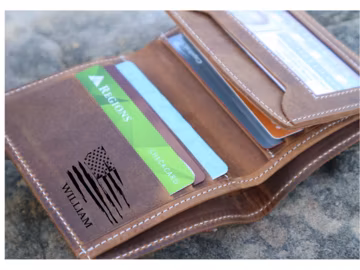 Vertical Bifold Leather Wallet for Men – Personalized Crazy Horse Leather, Flip-Up ID
