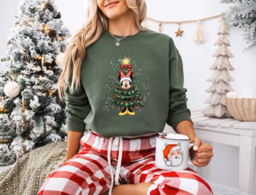 Minnie Christmas Tree Sweatshirt, Mickey And Minnie Christmas Party Sweatshirt, Mickey and Minnie Disney Merry Christmas Lights T-Shirt