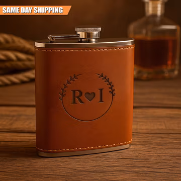 Personalised Leather Flask For Men, Custom Engraved Flask, Groomsmen Gifts Best Man Hip Flask, Gift For Husband, Birthday & Christmas Gifts