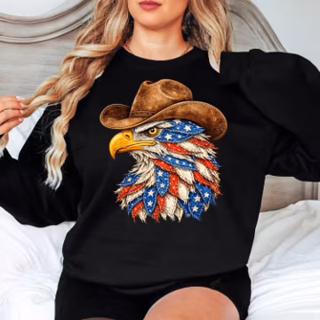 Patriotic Eagle Sweatshirt, American Flag Shirt, Cowboy Sweatshirt, USA Patriotic Shirt, 4th of July Sweatshirt, Print Only Not a Patch