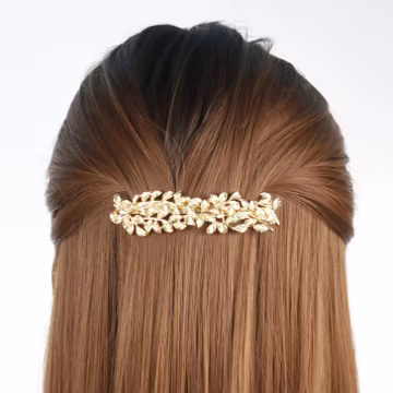 Gold Leaf Barrette French Hair Clip Metal Wedding Barrettes Gift for Her