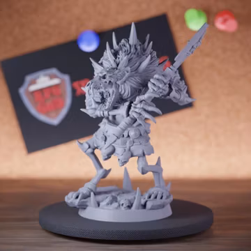 Undead Resin Gnoll Bone Fighter Miniature, Fantasy Gaming Tabletop D&D Miniature, Gothic Collectible Bone Fighter Miniature | DD