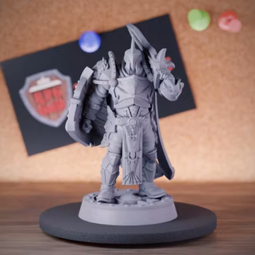 Unpainted Detailed Collectible Paladin Guardian Miniature, Gaming Fantasy Tabletop Miniature, Warrior Fighter Mini | CnP