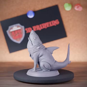 Shark Pup Miniature | 28mm-38mm | Resin 3D Printed D&D Pathfinder Mini | LoP