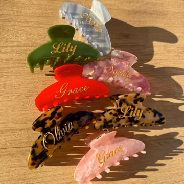 Personalized Hair Claw Clip, Custom Engraved Name Claw Clip, Bridesmaid Gift, Wedding Gift, Gift for Her