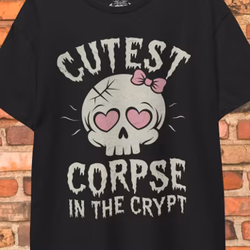 Goth Punk Shirt Cutest Corpse in the Crypt Black Tee Horror Aesthetic Creepy Graphic Shirt Spooky Goth Clothing Alternative Gift