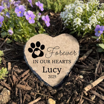 Pet Garden Stone Personalized, Dog Grave Marker, Forever In Our Hearts Memorial SD-20A