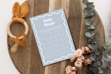 Baby Bingo | Modern Baby Shower Party Games | Baby Shower | Wavy Border | Instant Download | Print at Home