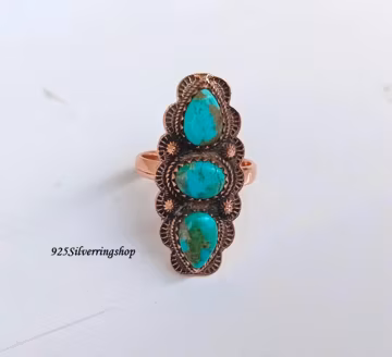 Pure Copper Kingman Turquoise Ring, Handmade Ring, Designer Jewelry, Gift For Her