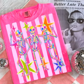 Funny Dancing Skeleton PNG, Colorful Halloween Skeleton Design, Spooky Season Graphic, Summer Halloween Shirt PNG
