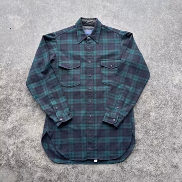 Vintage 80s Pendleton Forest Green Rustic Western Wool Flannel Button Up Shirt Medium