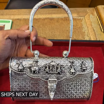 925 Sterling Silver Clutch Bag Women Purse - Handbag with Top Handle