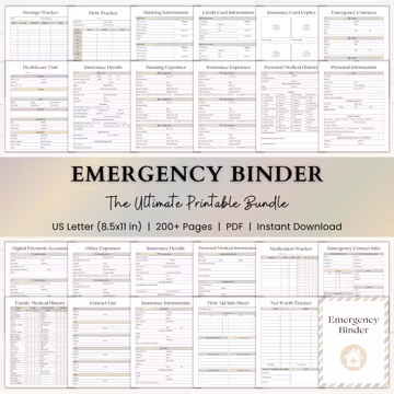 Emergency Binder Printable | End of Life Planner | Household Family Survival Binder | In Case of Emergency Disaster Planner | PDF | Boho