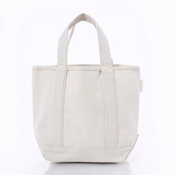 Monogrammed CB Station Open Top Small Tote Bag, Natural Trim, , Canvas, Contrasting Handles,Exterior Pocket