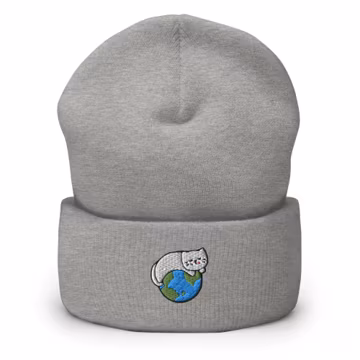 Planet of the Cats Embroidered Cuffed Beanie: Cozy Unisex Winter Cap