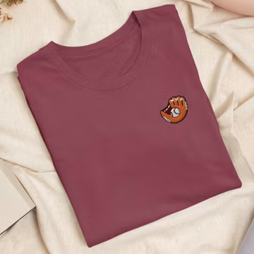 Baseball Mitt Embroidered T-Shirt: Lightweight Cotton, Unisex Fit