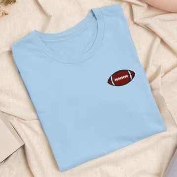 Pigskin Gridiron Football Embroidered T-Shirt: Lightweight Cotton, Unisex Fit