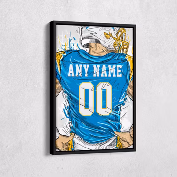 Los Angeles Chargers Jersey Personalized Jersey NFL Custom Name and Number Canvas Wall Art Home Decor Framed Poster Man Cave Gift