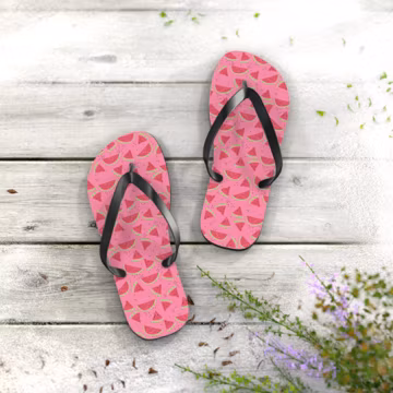 Watermelon Print Flip Flops | Pink Fruit Summer Sandals