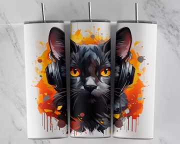 Cat Tumbler Design, Sublimation PNG Design for 20oz Tumblers