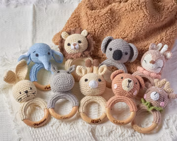 Animal Rattle with Babies Name, Custom Baby Shower Gift, Name Engraving Rattle, Rattle Ring for Newborn Gift, Newborn Gift, Gift for Nephew