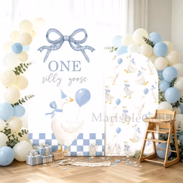One Silly Goose Arch Backdrop, Neutral Baby Shower Backdrop, Kids Birthday Party Decor, Photography Cover