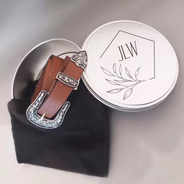 Engraved Western Buckle Belt / Vegan Leather Women's Belt