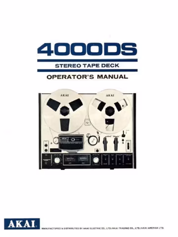 AKAI 4000DSMKI Operators Manual Tape Deck 19 Pages English Pdf Download