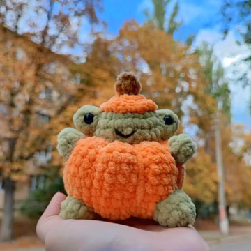 Mini Baby Pumpkin Frog Crochet Pattern, Easy and Quick Tutorial, Amigurumi PDF For Download