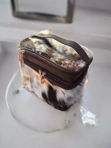 Cowhide Makeup Bag Leather Makeup Bag Travel Cosmetic Bag Travel Toiletry Bag For Women Gift For Her