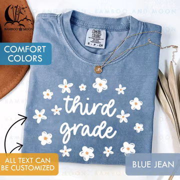Personalized Third Grade Shirt, Comfort Colors Daisy Flower 3rd Grade Shirt, Sweatshirt, Gift For New Teacher, Back to School TH2871-2