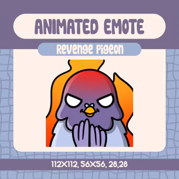 Kawaii Revenge Pigeon Animated Emote for Twitch and Discord (Digital Download)