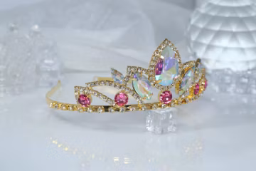 Long-Hair-Princess-Crown Tiara Gold Drop AB Diamond Party Tiara Birthday Crown Princess
