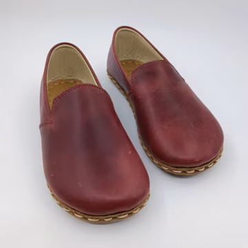 Burgundy Leather Barefoot Shoes: Mens Yemeni Loafer Moccasins