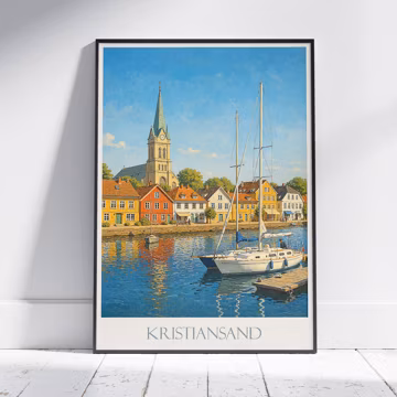 Kristiansand Travel Poster | Norway Painted Wall Art Print & Home Decor | Framed Personalized Vacation Gift