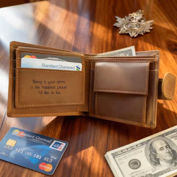 Slim Leather Wallet for Men, Minimalist Custom Card Wallet, Wedding Favor Groomsmen Gift, Personalized Minimalist Front Pocket Case