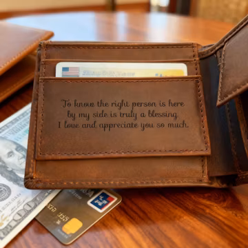Groomsmen Gift Set Leather Wallet, Custom Engraved Watch Companion, Personalized Wallet for Groom, Wedding Party Gift, Leather Wallet Men