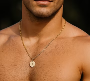 Gold Initial Necklace for Men • Personalized Paperclip Chain