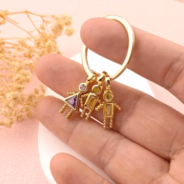 Custom Birthstone Kids Charms Pendant • Triangle Girl Keychain • Family Keychain • Birthday Gift for Grandma • Christmas Gift for Her