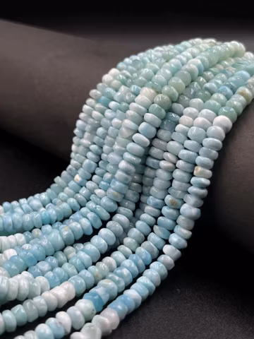 6mm Natural Larimar Shaded Beads Big Size Larimar Beads Smooth Shaded Larimar Rondelle Larimar Beads 16 Inches Larimar Beads