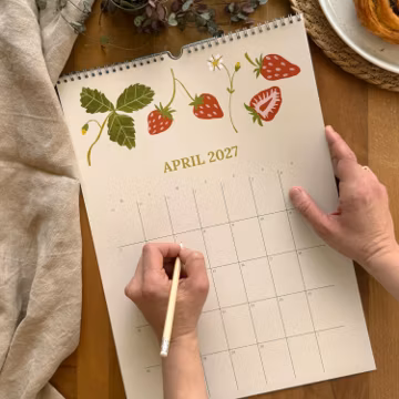 2026-2027 Wall Calendar, July-June Fruits and Flowers, Botanicals of The Season, Gift for Mom
