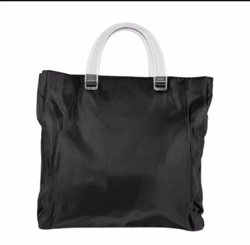 Prada Tessuto Black Nylon Large 3 compartment bag; Acrylic Handle