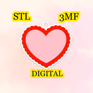 Bag Charm, Keychain, Openwork Heart, 3MF Pre-Painted, STL File for 3d Printing, 3d Print File - Digital Download.