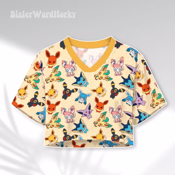 Eeveelutions Crop Top Football Jersey Funny Evolutions Japanese Manga T-shirt Video Game Gifts
