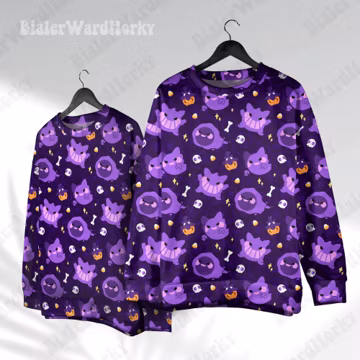 Gengar Hoodie Ghost Type Evolution Neon Anime Sweatshirt